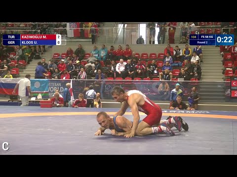 Round 2 FS - 58 kg: M. KAZIMOGLU (TUR) df. U. KLOOS (GER) by Injury Default, 6-0