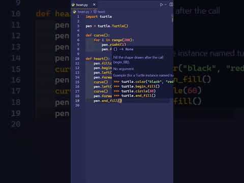 Draw A Heart❤️ Using Python Turtle Python Graphics Python Programming Turtle Coding