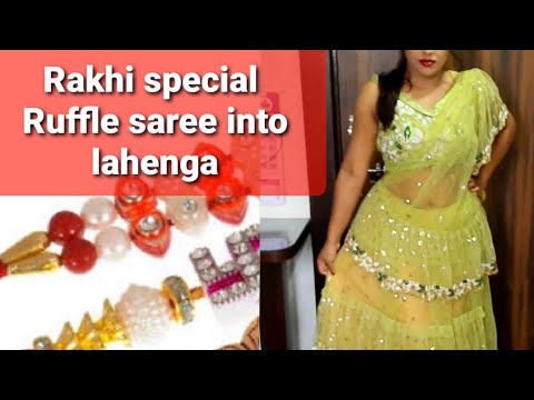Neha Sahay Step by Step tutorial for Raffle saree as lehanga , Rakhi special