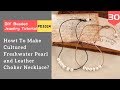 Boho White Pearl Bead Leather Choker Necklace