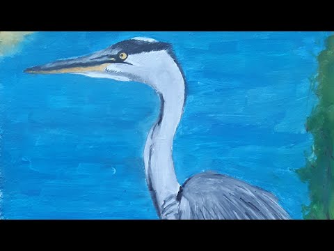 Demo al óleo"Garza Real" Alla Prima Gray Heron Oilpainting Time Lapse