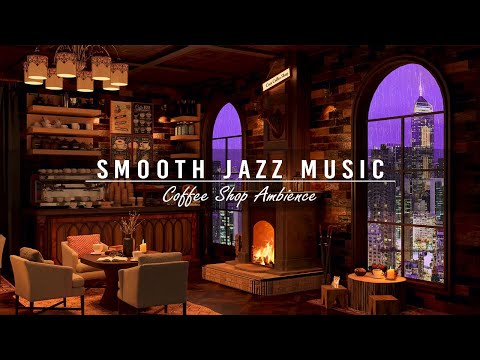 4K Уютная атмосфера кофейни и теплая джазовая музыка ☕ Мягкая джазовая музыка для расслабления
