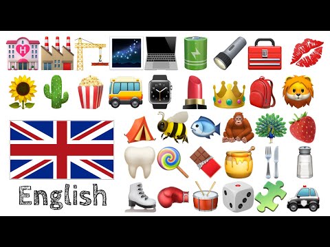 Learn 400 words - English with Emoji -  🌻🌵🍿🚌⌚️💄👑🎒🦁🌹🥕⚽🧸🎁