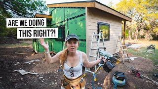 We Tried to Install Wood Siding On Our TINY CABIN! - This Was a HUGE Mistake 😭