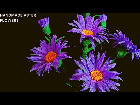 How to make Aster flowers from Crept paper/ Flowers/ Paper flowers/ Len Mab idea