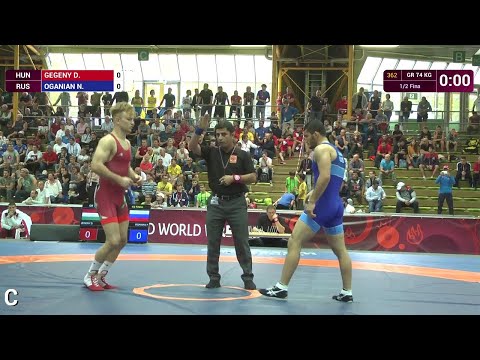 1/2 GR - 74 kg: N. OGANIAN (RUS) df. D. GEGENY (HUN) by TF, 9-0
