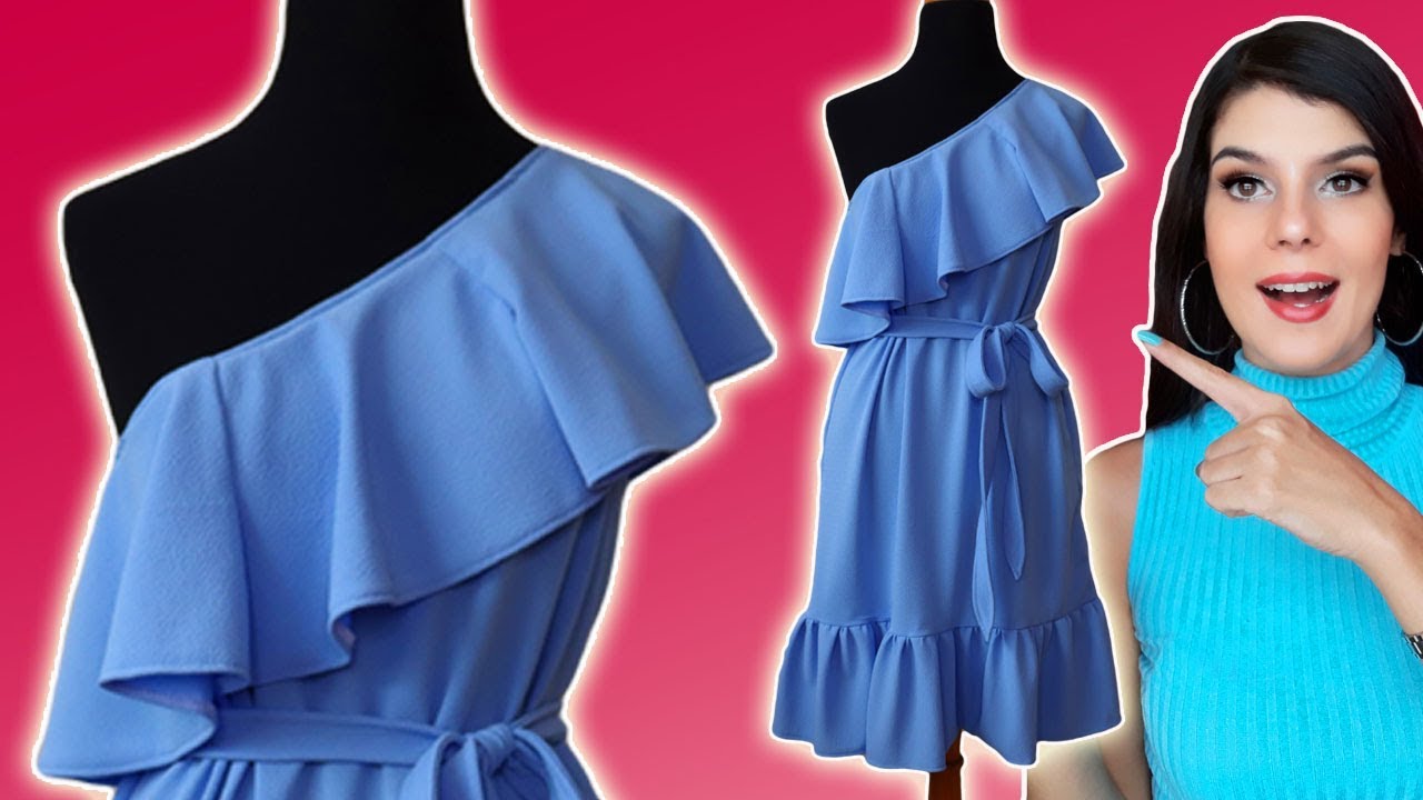 CÓMO COSER UN VESTIDO CON OLANES Y VOLANTES DE UN SÓLO HOMBRO (ASIMÉTRICO) - MariG