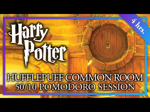 STUDY in the HUFFLEPUFF COMMON ROOM - 50/10 Long Pomodoro Session - Harry Potter ASMR