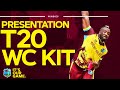 Captain Rovman Powell presents Andre Russell with his Official West Indies T20 World Cup Kit