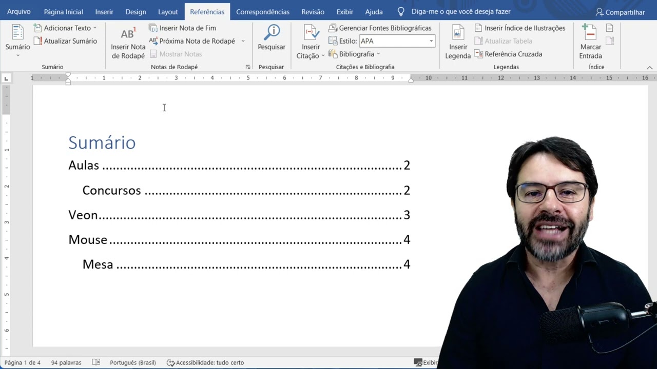 Como fazer índice ou sumário no Word