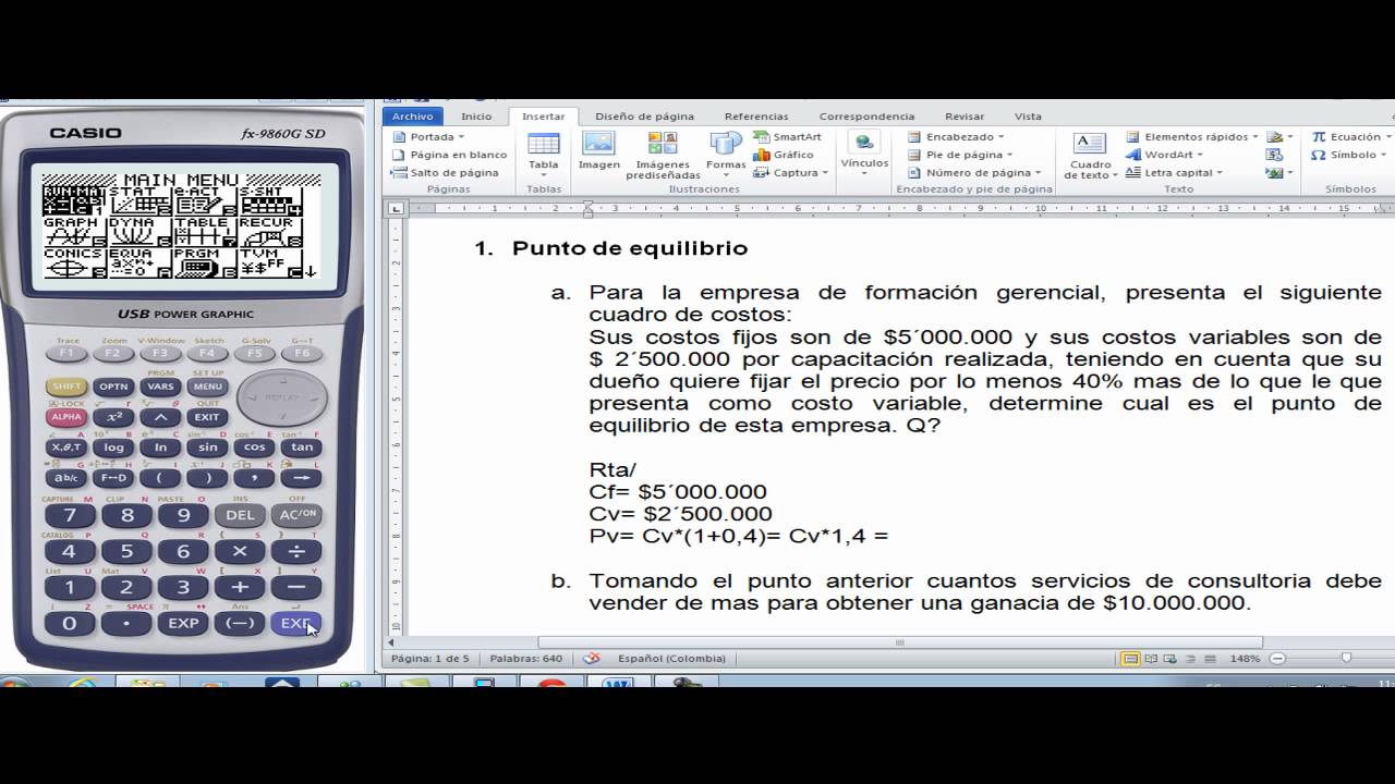 Punto de Equilibrio en Calculadora