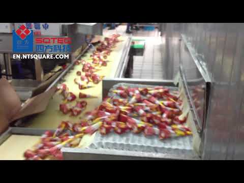 Spiral freezer freezes ice cream.