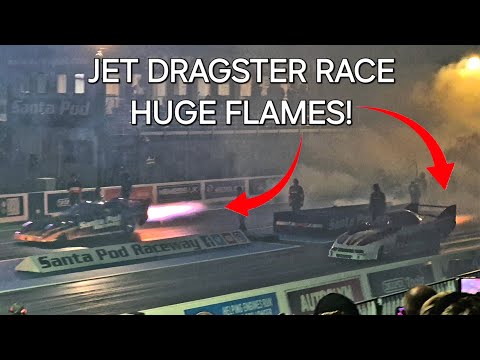 HUGE FLAMES AT NIGHT | Jet Dragster Race | Santa Pod Euro Finals 2024