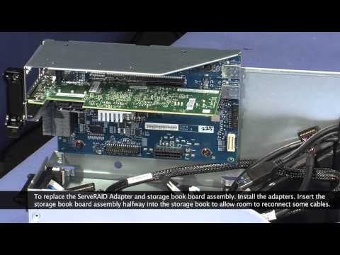 IBM System x3850 X6 installing the ServeRAID adapter and the storage book board assembly
