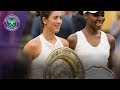 Garbiñe Muguruza and Venus Williams show off their Wimbledon 2017 trophies