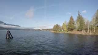 preview picture of video 'freight train by Columbia River, 4k'