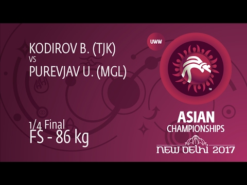 1/4 FS - 86 kg: U. PUREVJAV (MGL) df. B. KODIROV (TJK), 4-0