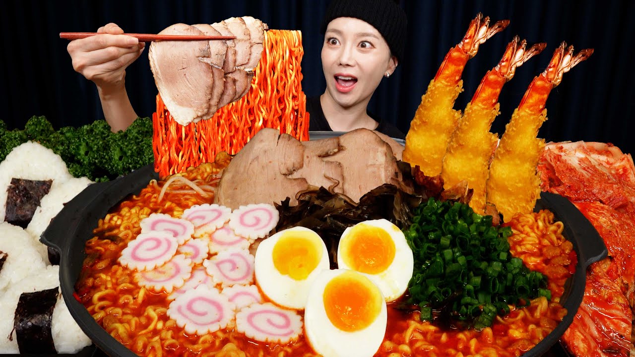 신라면 골드에 라멘 토핑 잔뜩 올려서 먹방 🔥 Spicy Shin-Ramyun Gold !? Ramen Style Korean Noodles Mukbang ASMR Ssoyoung
