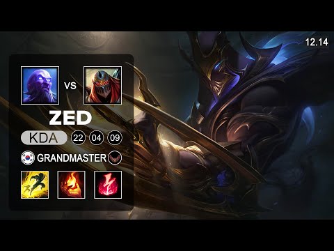 Zed vs Ryze Mid - KR Grandmaster - Patch 12.14 Season 12