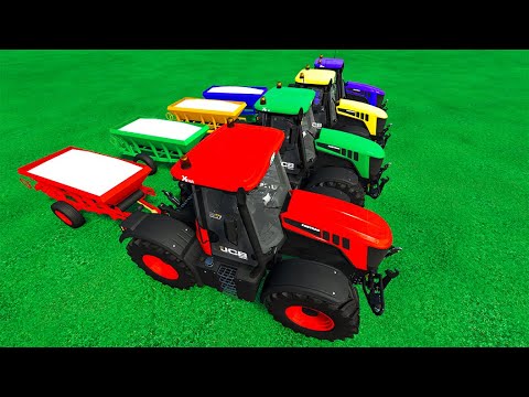 LOAD STONE with FRONTAL LOADER & SPREADING LIME with JCB TRACTORS - FARMING SIMULATOR 22