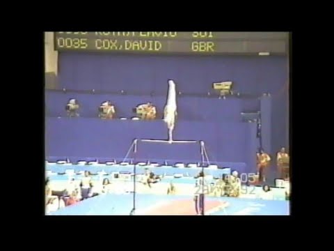 High Bar Forward one arm Healy into inverts & one arm Tkachev - Dave Cox 1992 Barcelona Olympics