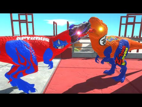 OPTIMUS PRIME T-REX BRIDGE RUN - Animal Revolt Battle Simulator