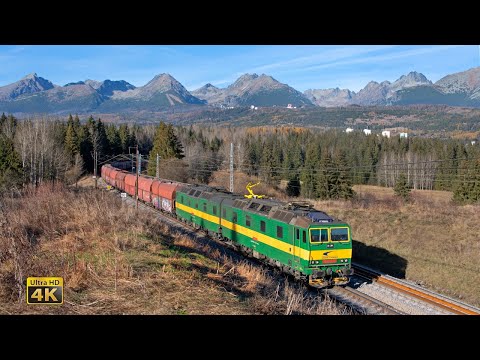 Rail traffic in Slovakia - NP High Tatras mountains 1 Hour 4K railway scenic video