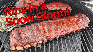 Barbecuing Ribs in a Snow Storm!