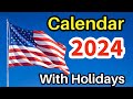 2024 Calendar With Holidays Calendar 2024 US Calendar 2024 United States 2024 Calendar 2024