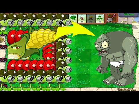Plants vs Zombie - 99 Gatling Pea Cob Cannon vs 999 Gargantuar