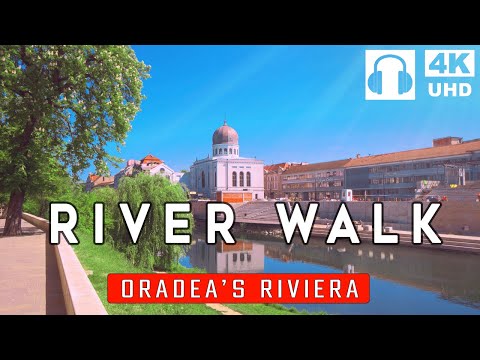 ORADEA RIVIERA 🇷🇴 Riverside Walk Along Crișul Repede [4k/60 fps UHD, Binaural Sound]