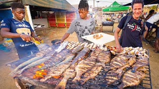 EXTREME Street Food in Africa!! SEAFOOD MOUNTAIN on Beach in Dakar, Senegal!! - YouTube