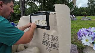 How headstones are engraved in the cemetery. #headstone #engraving #sandblasting #monument