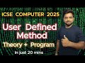 User Defined Method Class 10 Icse Computer ICSE Java User Defined Method Full Theory Program