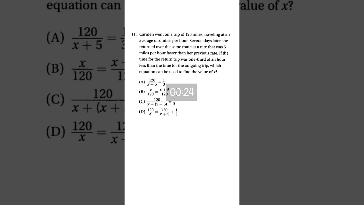 SAT Prep Problem Solving & Data Analysis 4-3 Rate Problems Q11 #satexam #satprep #satmath #math