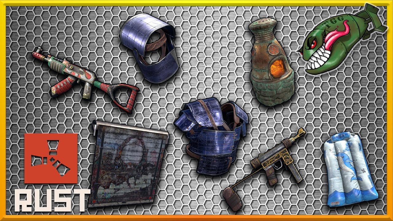 Rust Skins | Solar Roadsign Set, Dolphin Float, Resist Garage Door, Goldthorn SMG #127 (Rust Skins)