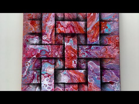 #055 New technique! 3d weaving acrylic pour - interlaced art tutorial