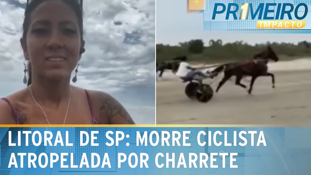 Morre ciclista atropelada por charrete no litoral de SP | Primeiro Impacto (26/03/25)