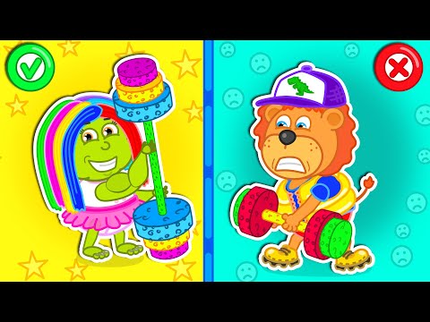 Aslan Yavrusu | Güçlü bebek ve halter | Çocuklar için çizgi film