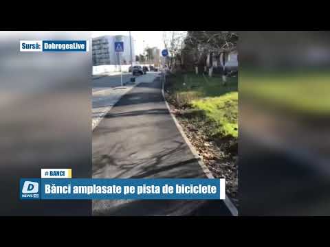 Bănci amplasate pe pista de biciclete