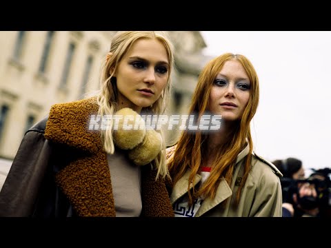 16x9 2 Models (R) Sara Grace Wallerstedt Street Style Video Outside Chanel FW 23 Show