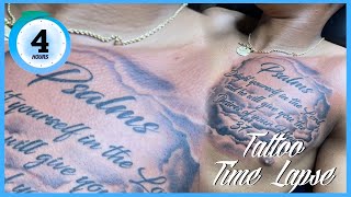 BIBLE SCRIPT CHEST TATTOO | TATTOO TIME LAPSE
