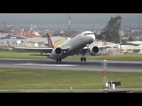 Crazy Touch-and-go Action With Turkish Airlines Airbus A321-271NS At Lisbon Airport