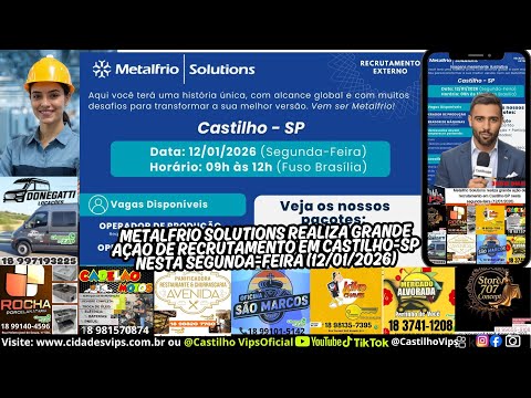 Metalfrio Solutions realiza grande ação de recrutamento em Castilho SP nesta segunda feira 12 01 202