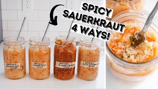 EASY Spicy Sauerkraut 4 Ways! | Homemade Spicy Sauerkraut with a Kimchi Vibe! thumbnail