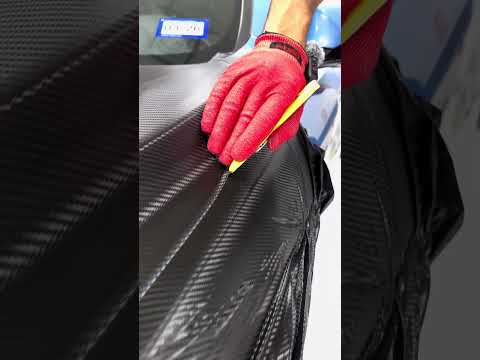 BMW Gets Carbon Fiber Wrapped Hood With Review Mirrors To Compliment 😍💨#asmr #wrap #BMW #wrapped