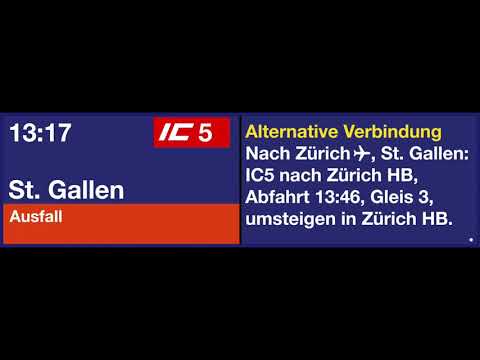 SBB TTS Ansage / annonce CFF TTS • Ausfallmeldung zum IC5 nach St. Gallen