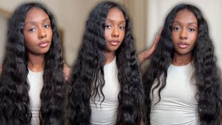 30 INCH MIDDLE PART BODY WAVE BUSS DOWN 😍 | COMPLETELY GLUELESS INSTALL | Ft. Geeta Hair