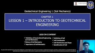 Geotechnical Eng'g 1 (Soil Mechanics) - Introduction to Geotechnical Engineering