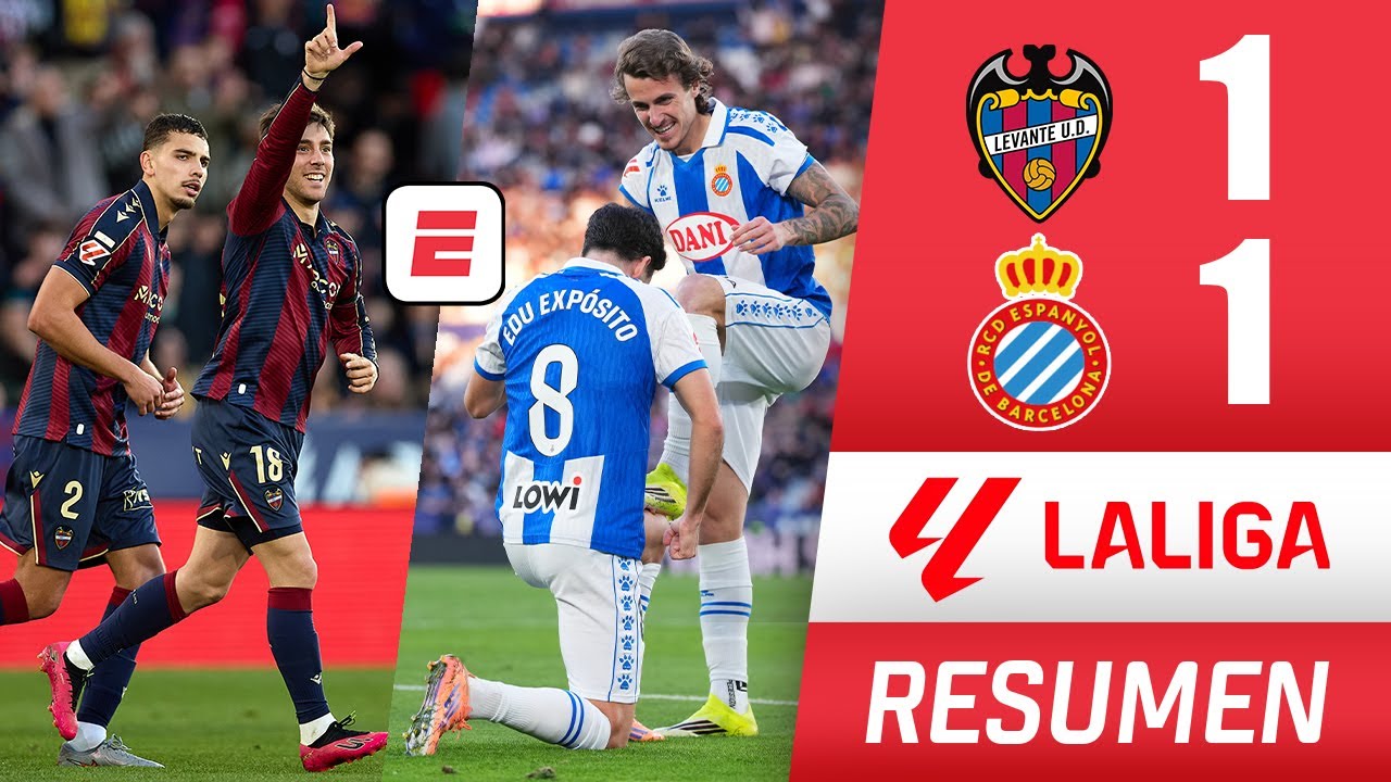 El Espanyol iguala 1-1 frente a Levante y se pone en el quinto puesto de la tabla | La Liga